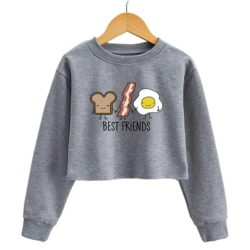 Girls Long Sleeve Sweatshirts Printing Pattern Short Length Sweatshirt