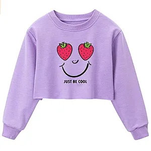 Girls Long Sleeve Sweatshirts Printing Pattern Short Length Sweatshirt