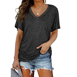 V Neck Women’s Short Sleeve Tops Loose Fit T-Shirts