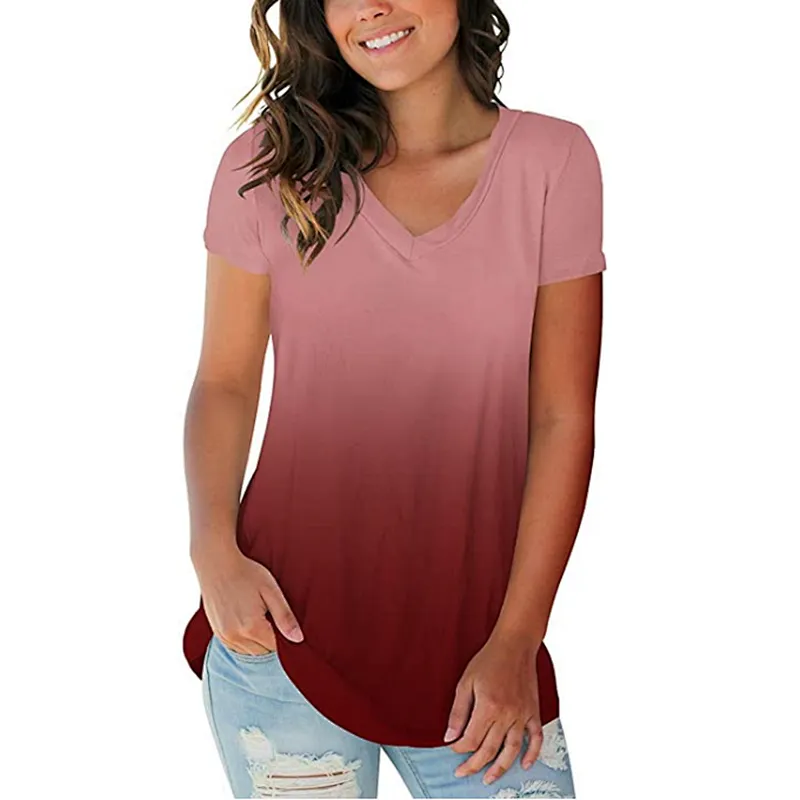 Women Summer Tie Dye Short Sleeve T-Shirts