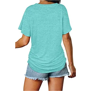 V Neck Women’s Short Sleeve Tops Loose Fit T-Shirts