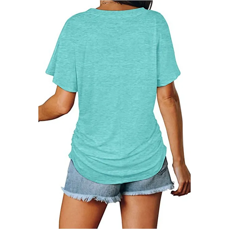 V Neck Women’s Short Sleeve Tops Loose Fit T-Shirts