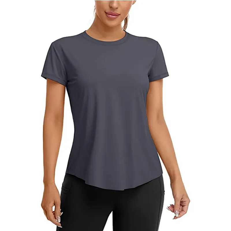 Women Fitted Mesh Cutout Back Running Yoga T-Shirts