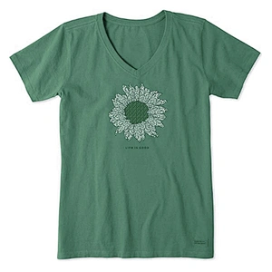 Printing Flower Pattern T-Shirt V-neck Summer Loose T-Shirt