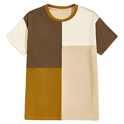 Men’s Color Block Short Sleeve T Shirt Print Soft T-Shirt