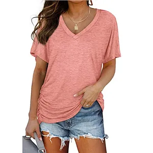 V Neck Women’s Short Sleeve Tops Loose Fit T-Shirts