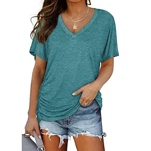 V Neck Women’s Short Sleeve Tops Loose Fit T-Shirts