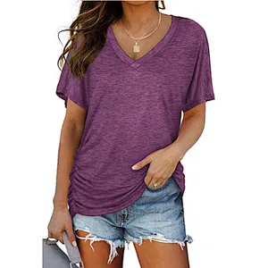 V Neck Women’s Short Sleeve Tops Loose Fit T-Shirts
