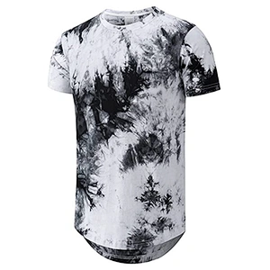 100% Cotton Round Hemline Tie Dye T Shirt for Men