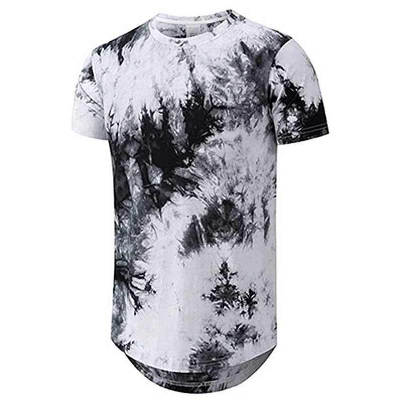 100% Cotton Round Hemline Tie Dye T Shirt for Men