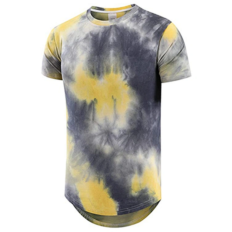 100% Cotton Round Hemline Tie Dye T Shirt for Men