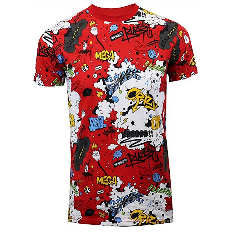Men’s Fashion Graffiti Print T-Shirt Funny Summer T-Shirt