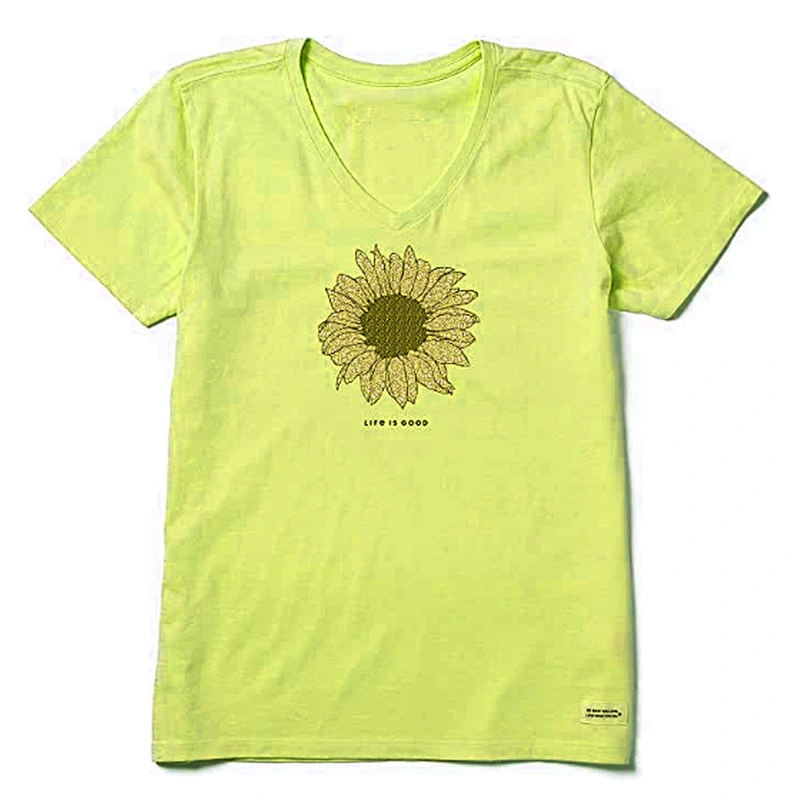 Printing Flower Pattern T-Shirt V-neck Summer Loose T-Shirt