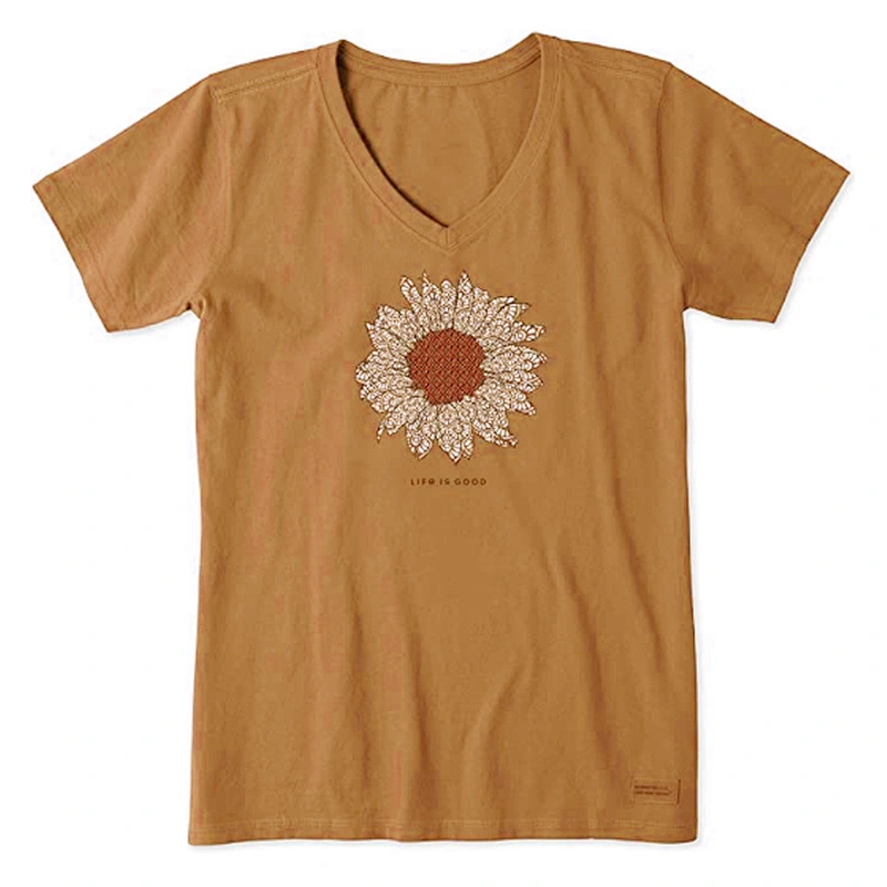 Printing Flower Pattern T-Shirt V-neck Summer Loose T-Shirt