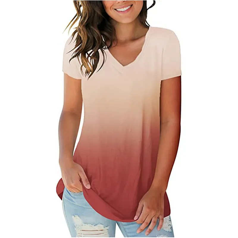 Women Summer Tie Dye Short Sleeve T-Shirts