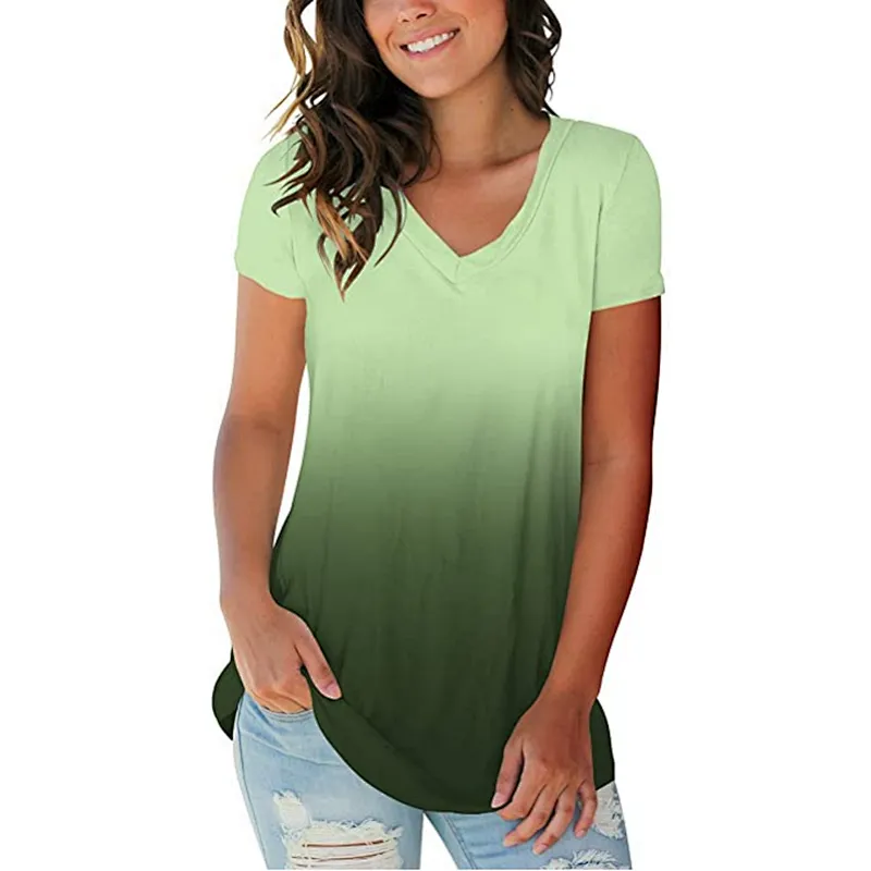 Women Summer Tie Dye Short Sleeve T-Shirts