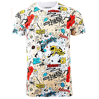 Men’s Fashion Graffiti Print T-Shirt Funny Summer T-Shirt