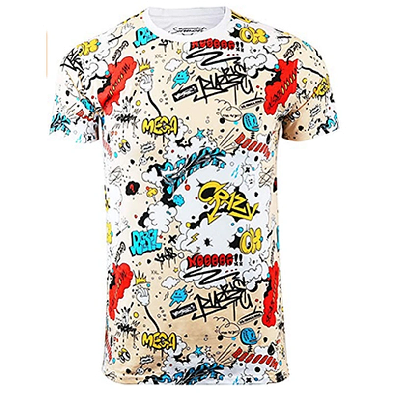Men’s Fashion Graffiti Print T-Shirt Funny Summer T-Shirt