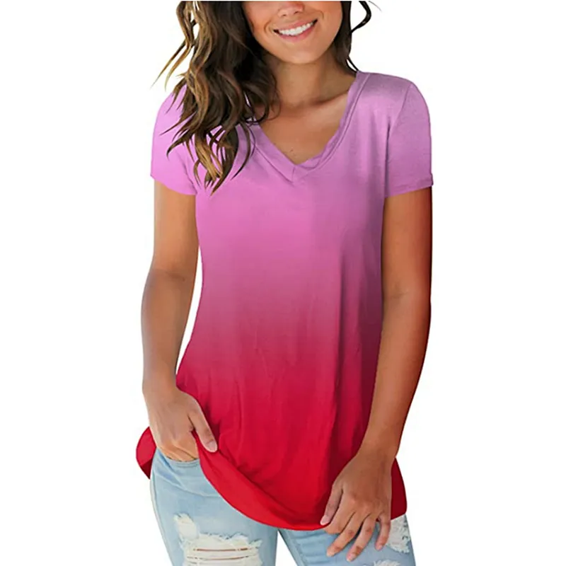 Women Summer Tie Dye Short Sleeve T-Shirts