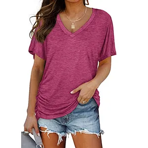 V Neck Women’s Short Sleeve Tops Loose Fit T-Shirts