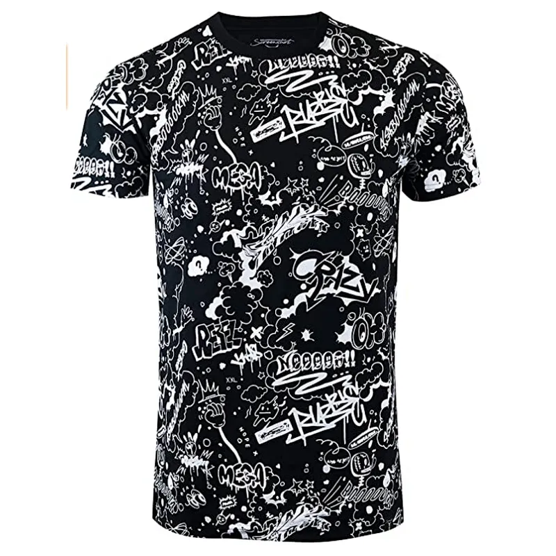 Men’s Fashion Graffiti Print T-Shirt Funny Summer T-Shirt