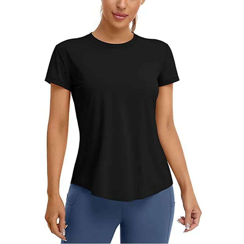 Women Fitted Mesh Cutout Back Running Yoga T-Shirts