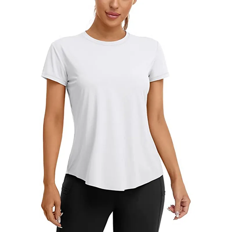 Women Fitted Mesh Cutout Back Running Yoga T-Shirts