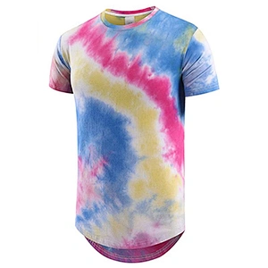 100% Cotton Round Hemline Tie Dye T Shirt for Men