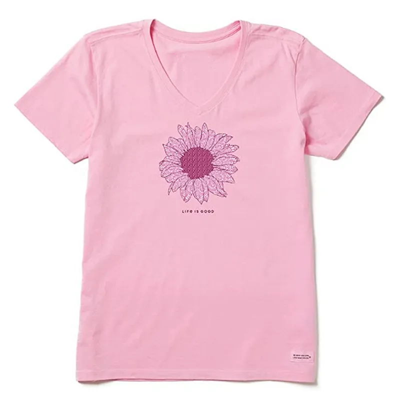 Printing Flower Pattern T-Shirt V-neck Summer Loose T-Shirt