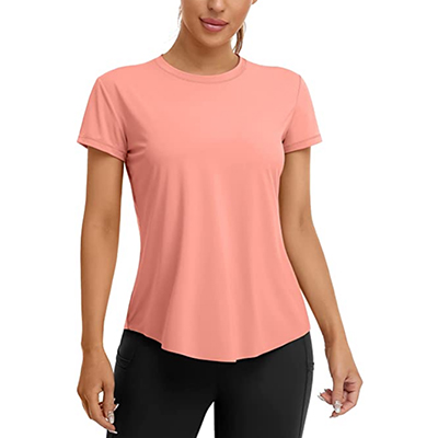 Women Fitted Mesh Cutout Back Running Yoga T-Shirts