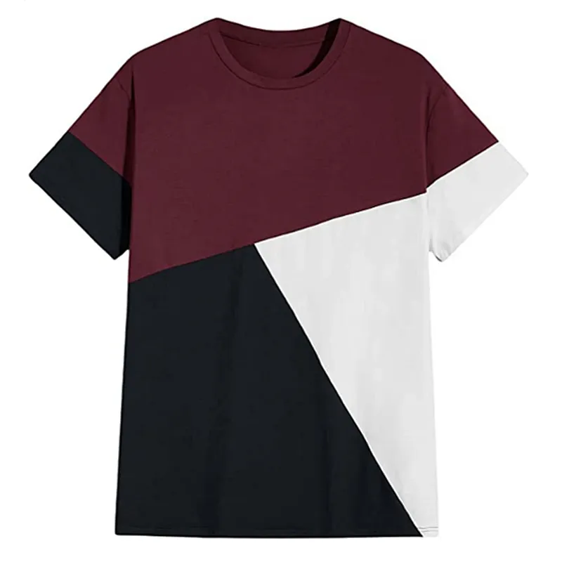 Men’s Color Block Short Sleeve T Shirt Print Soft T-Shirt