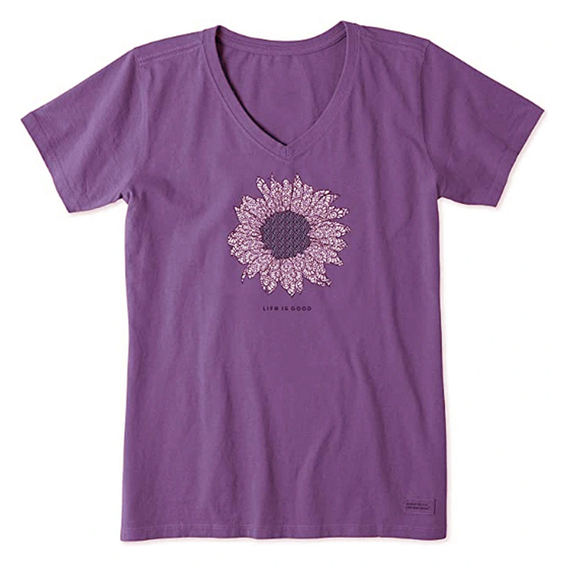 Printing Flower Pattern T-Shirt V-neck Summer Loose T-Shirt