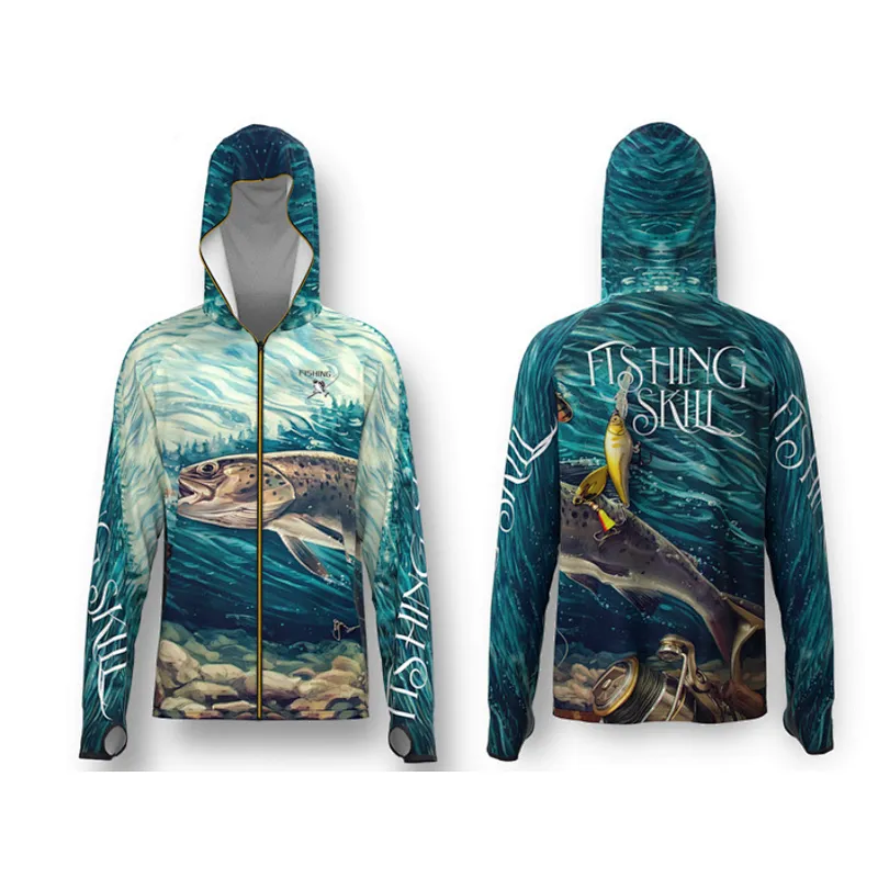 Summer breathable printed ice silk fishing suit