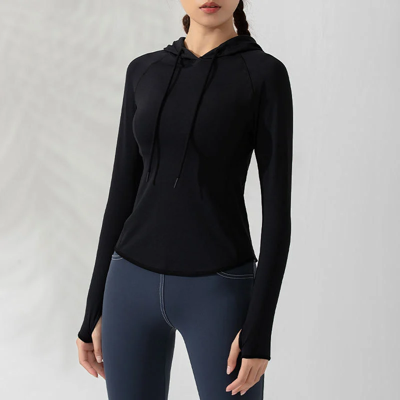 Women's sports hoodie slim tight elastic breathable yoga clothes