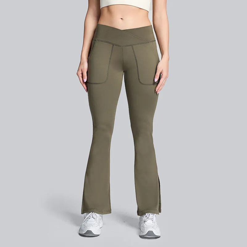 Women's cross waist wide leg pants high waist fitness sports yoga pants