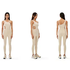 One-shoulder off-waist one-piece tight-fitting sports yoga clothes