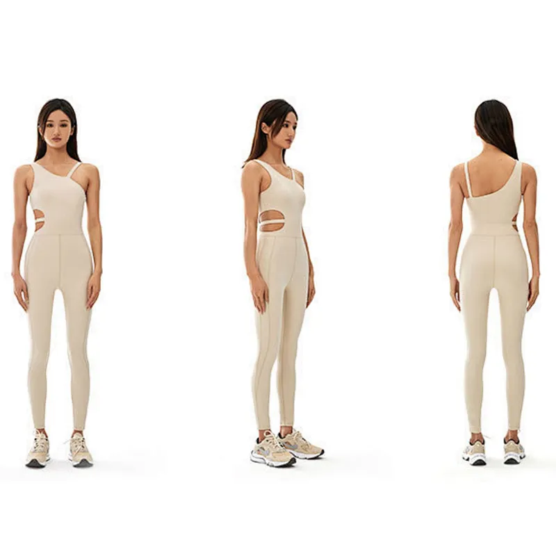 One-shoulder off-waist one-piece tight-fitting sports yoga clothes