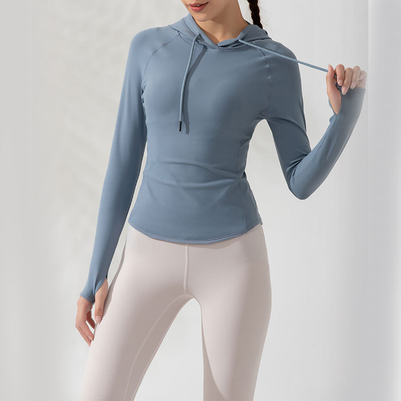 Women's sports hoodie slim tight elastic breathable yoga clothes