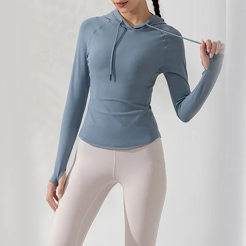 Women's sports hoodie slim tight elastic breathable yoga clothes