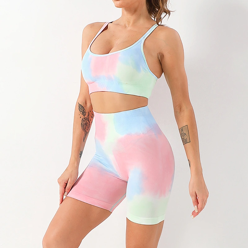 Seamless Knit Tie Dye Yoga Suit Amazon Sportswear Wholesale