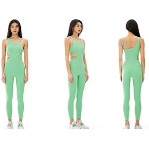 One-shoulder off-waist one-piece tight-fitting sports yoga clothes