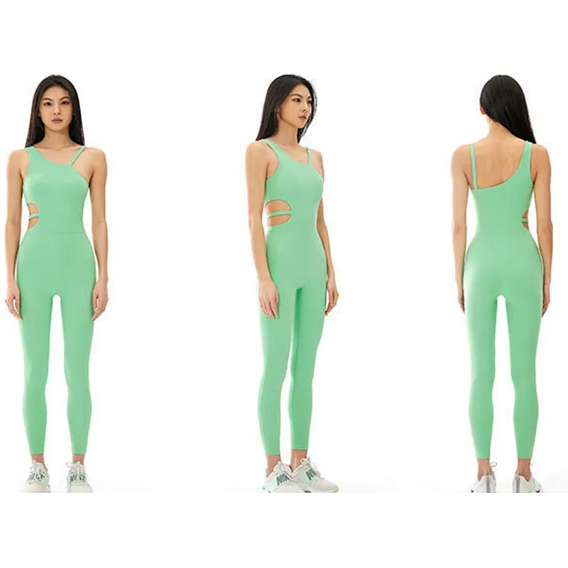 One-shoulder off-waist one-piece tight-fitting sports yoga clothes