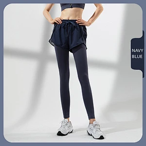 Women's yoga clothes quick-drying fake two-piece fitness yoga pants