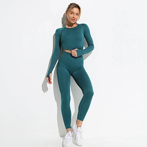 Cross-border high waist sports suit elastic seamless yoga clothes women