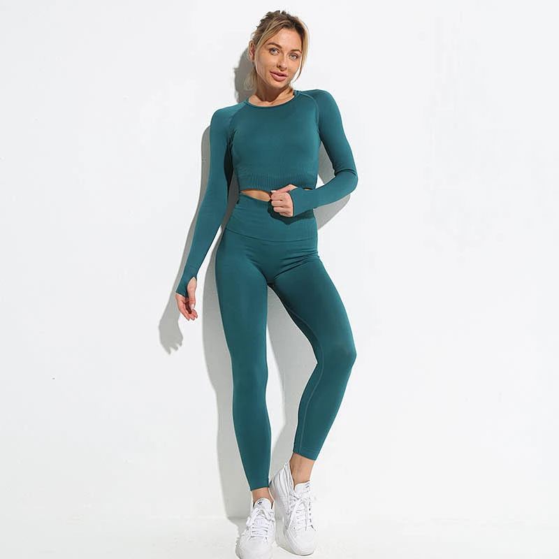 Cross-border high waist sports suit elastic seamless yoga clothes women
