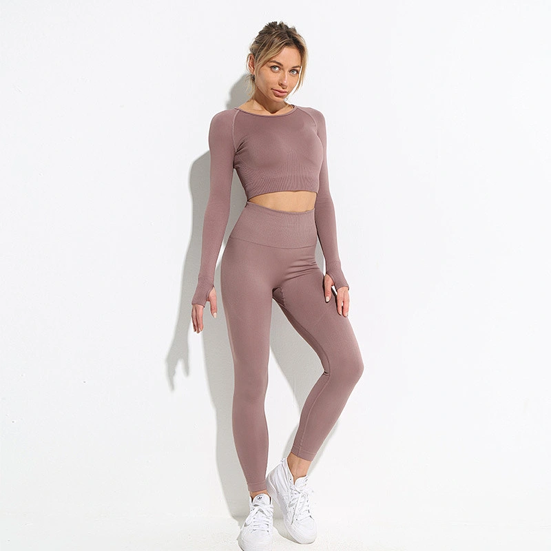 Cross-border high waist sports suit elastic seamless yoga clothes women