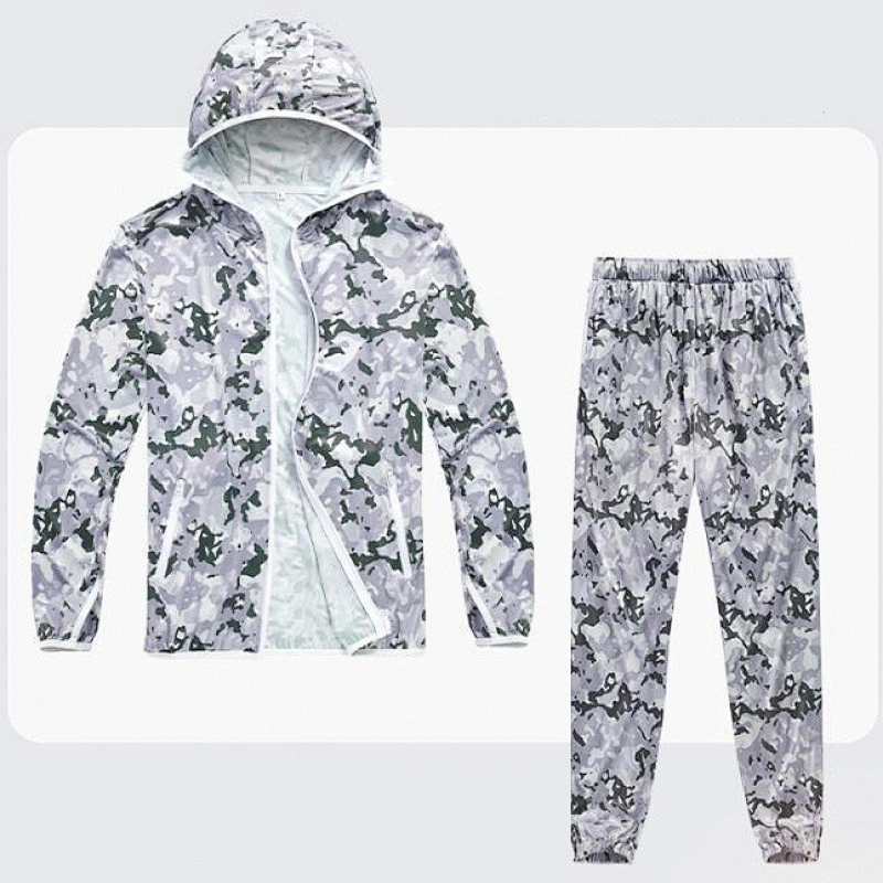 Lightweight breathable printed fishing suit ice silk sun protection suit