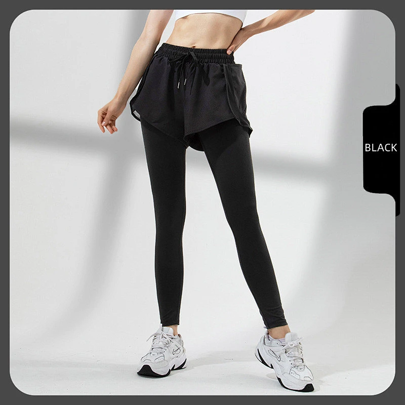 Women's yoga clothes quick-drying fake two-piece fitness yoga pants