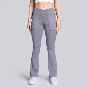 Women's cross waist wide leg pants high waist fitness sports yoga pants