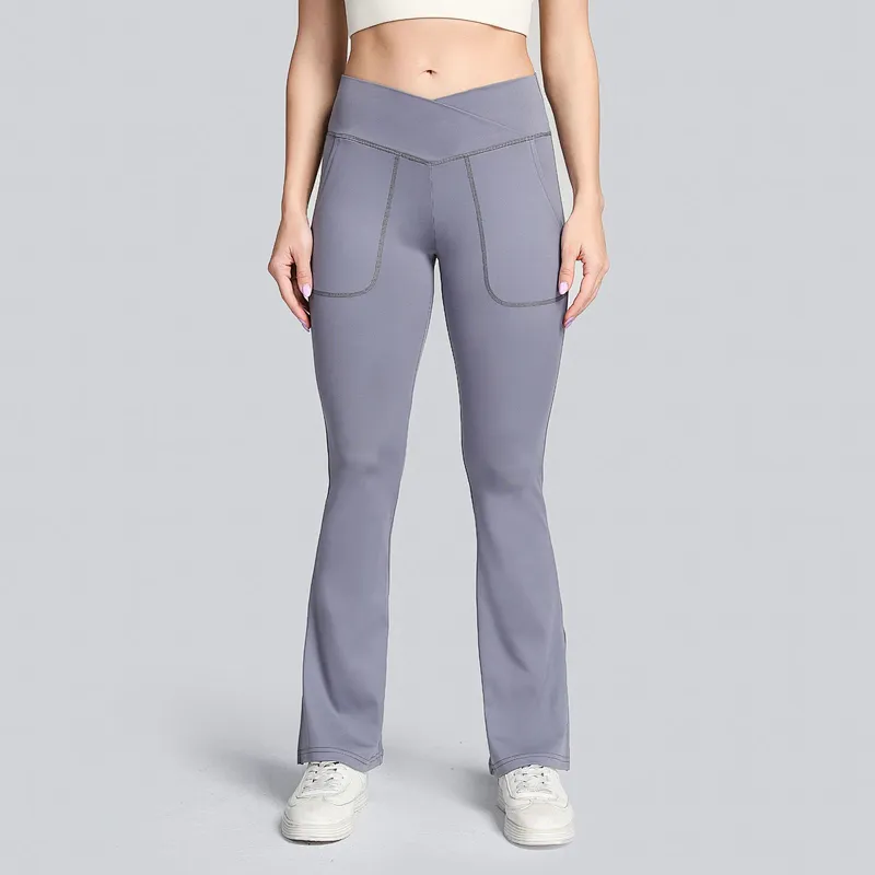 Women's cross waist wide leg pants high waist fitness sports yoga pants